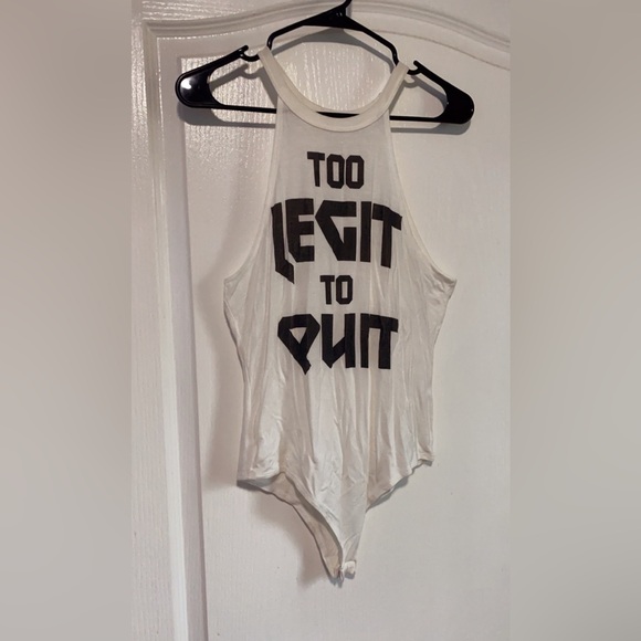 White 'Too Legit to Quit' Muscle body suit - Picture 3 of 3